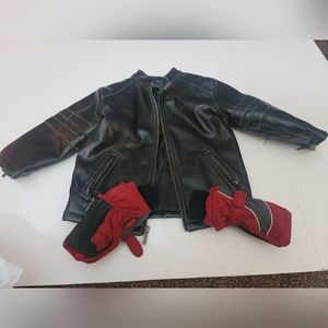 Black leather Jacket with gloves